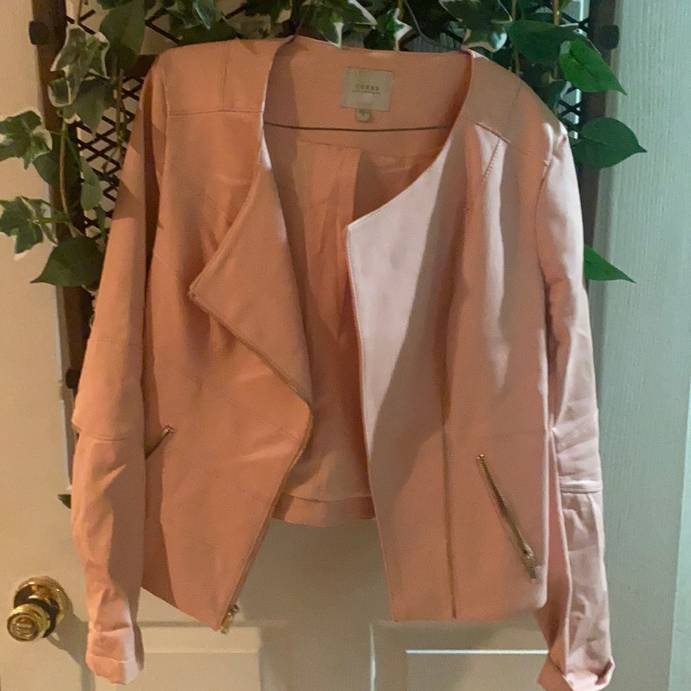 Salmon color leather jacket by Guess